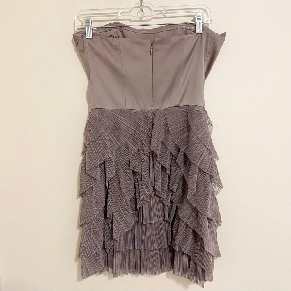 BCBGMaxazria Jaquier Dress Hazlenut Taupe Cocktail Tulle Dress Sz 4